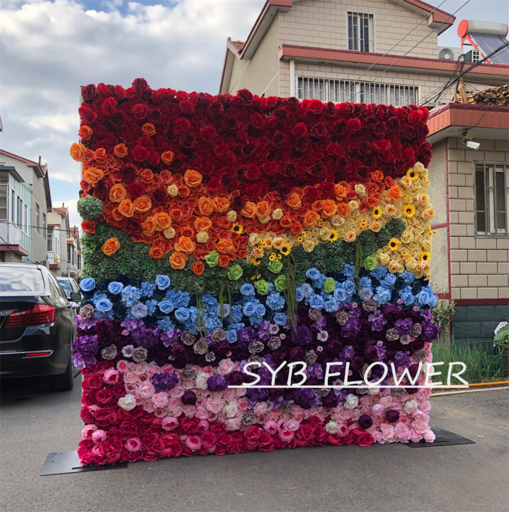 #256 Customized 3D/5D Cloth Back Roll up Articifial Flower Wall Backdrop For Wedding Event Party Decoration