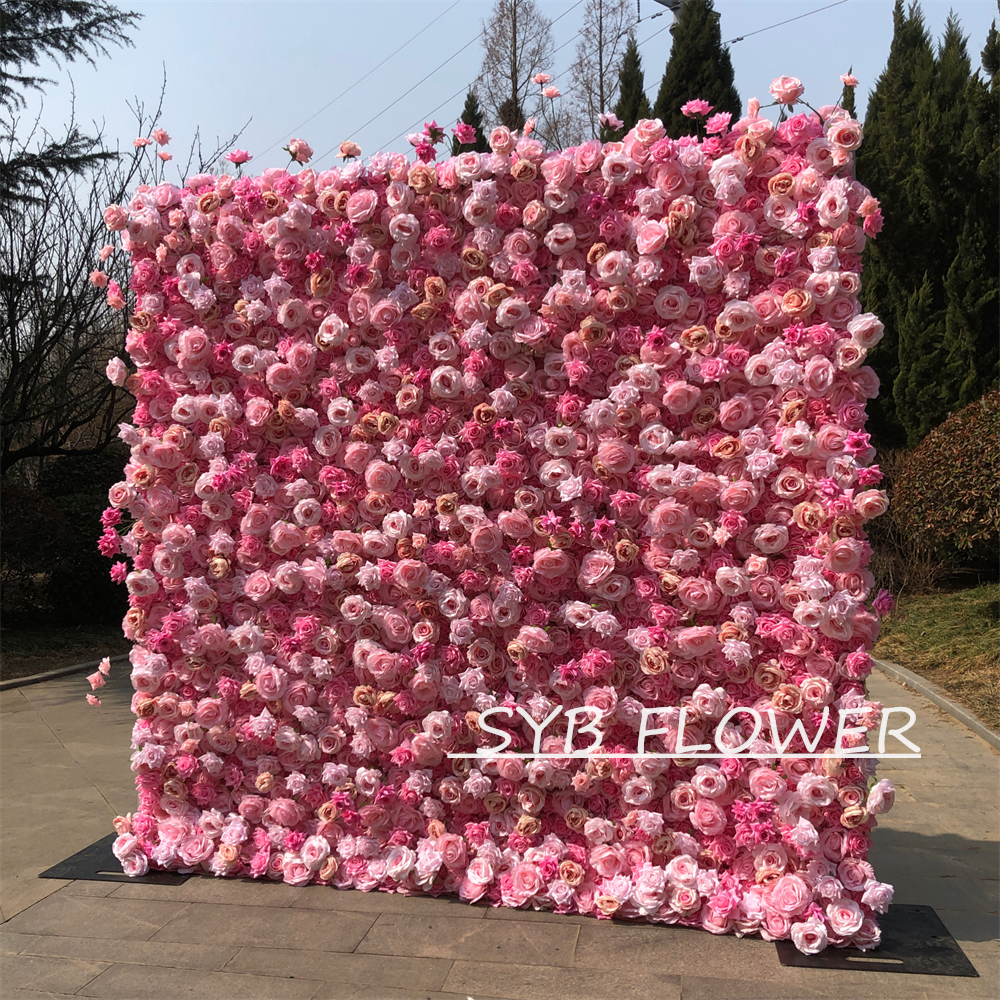 #237 Customized 3D/5D Cloth Back Roll up Articifial Flower Wall Backdrop For Wedding Event Party Decoration