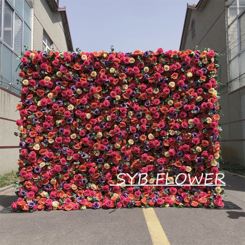 #276 Customized 3D/5D Cloth Back Roll up Articifial Flower Wall Backdrop For Wedding Event Party Decoration