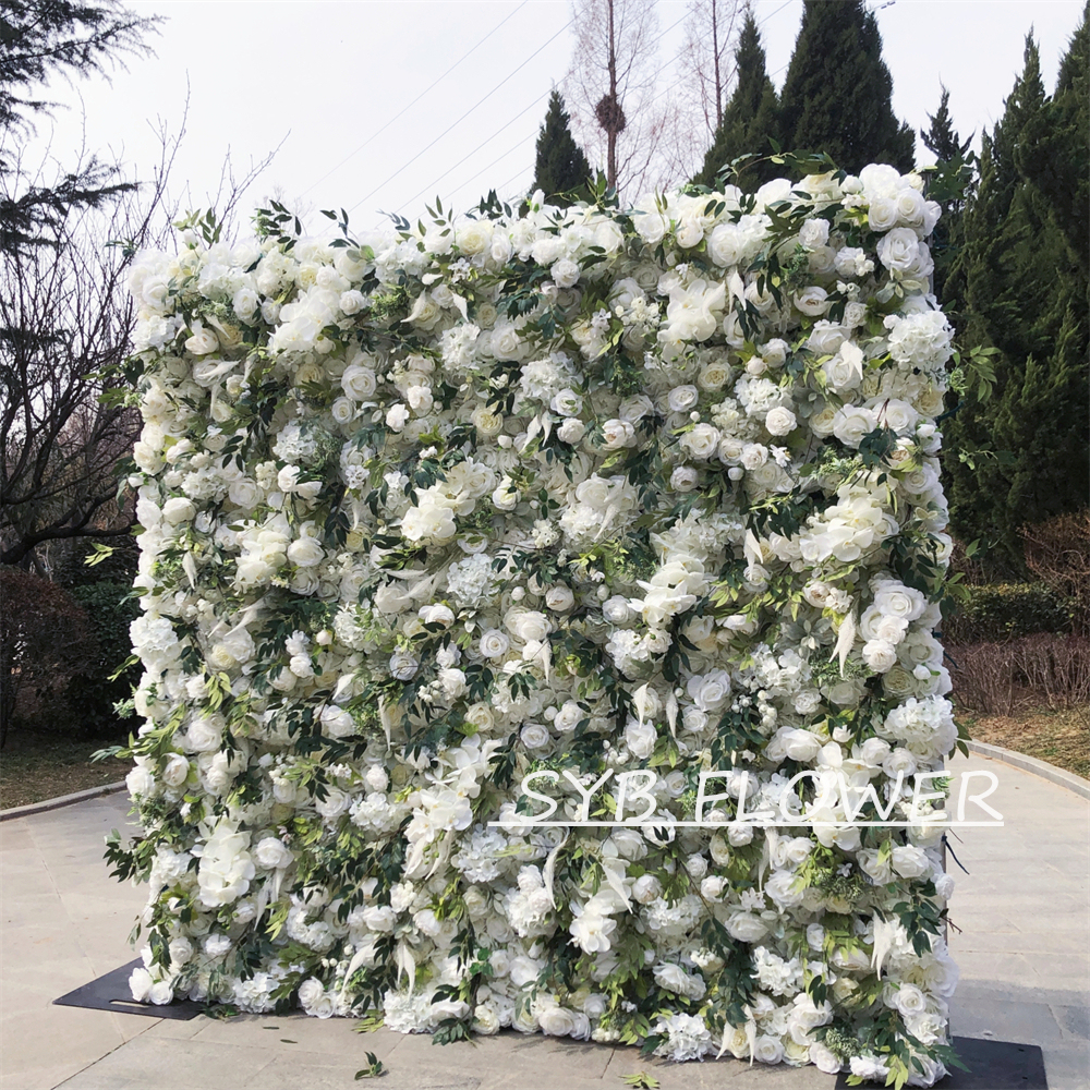 #265 Customized 3D/5D Cloth Back Roll up Articifial Flower Wall Backdrop For Wedding Event Party Decoration