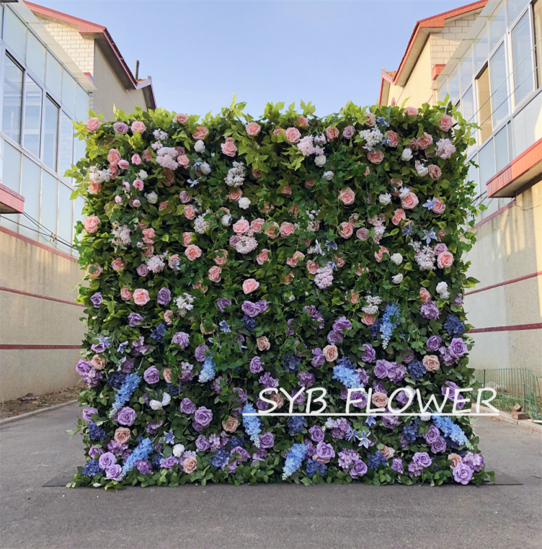 #272 Customized 3D/5D Cloth Back Roll up Articifial Flower Wall Backdrop For Wedding Event Party Decoration