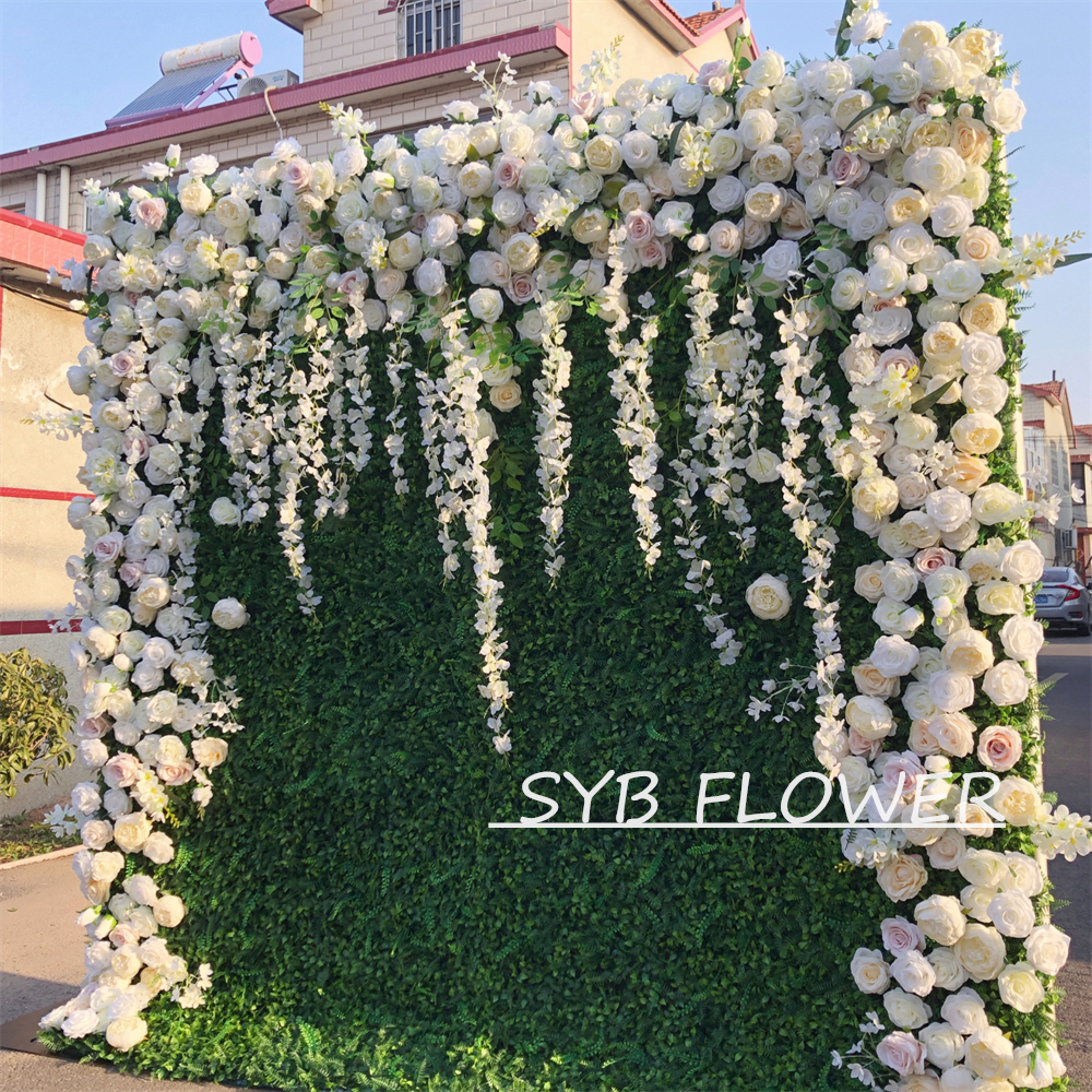 #273 Customized 3D/5D Cloth Back Roll up Articifial Flower Wall Backdrop For Wedding Event Party Decoration