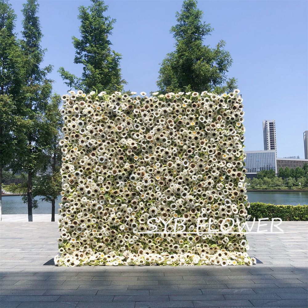 #302 Customized 3D/5D Cloth Back Roll up Articifial Flower Wall Backdrop For Wedding Event Party Decoration