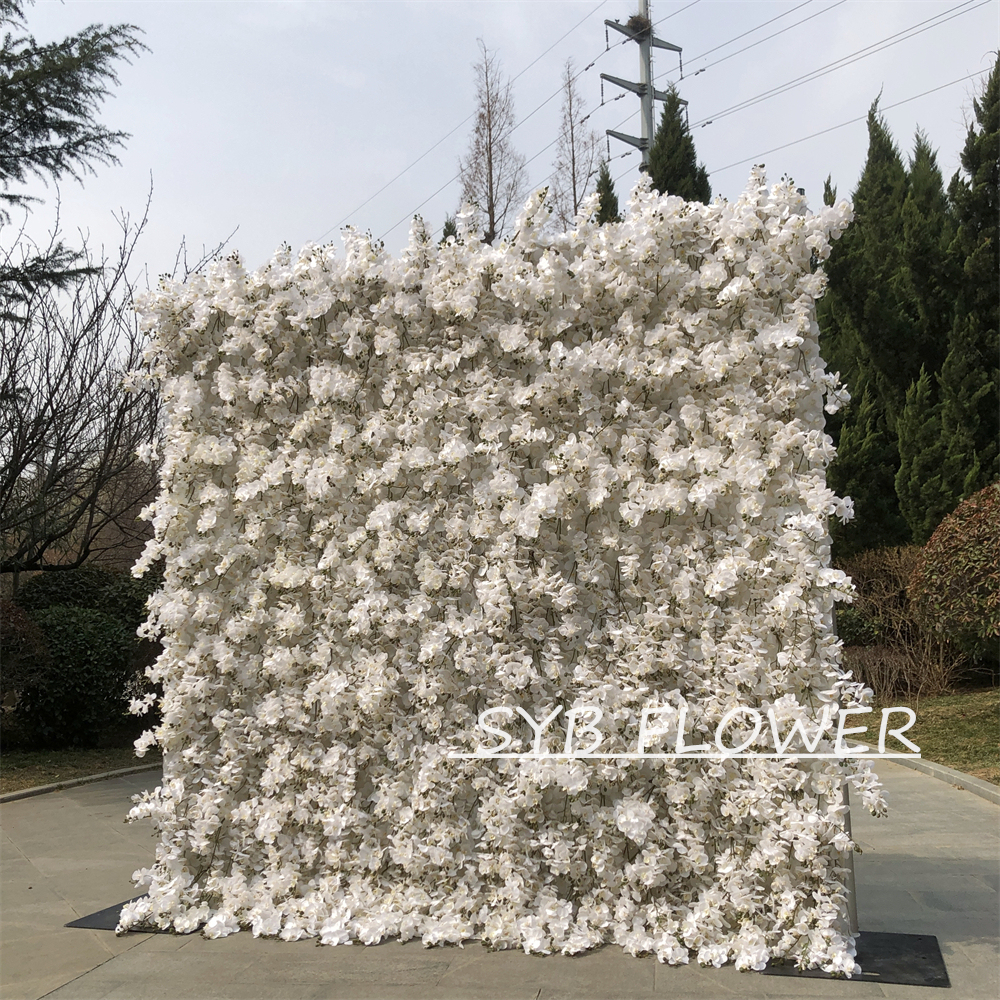 #268 Customized 3D/5D Cloth Back Roll up Articifial Flower Wall Backdrop For Wedding Event Party Decoration