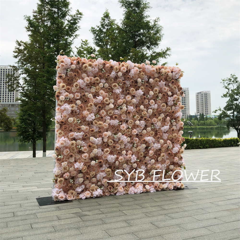 #308 Customized 3D/5D Cloth Back Roll up Articifial Flower Wall Backdrop For Wedding Event Party Decoration