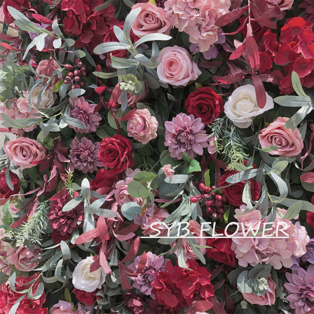 #303 Customized 3D/5D Cloth Back Roll up Articifial Flower Wall Backdrop For Wedding Event Party Decoration