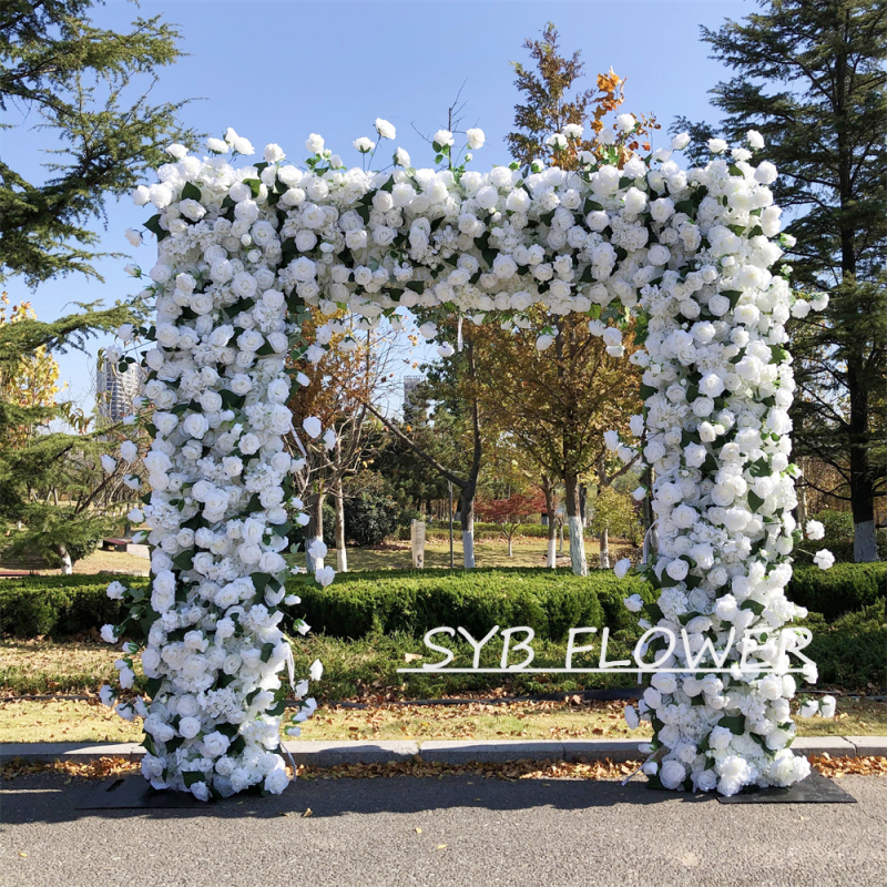 AC-034 Customized Wedding Arch Silk Artificial Flowers Gate Flowers Wedding Arch Backdrop For Wedding Entrance Decoration