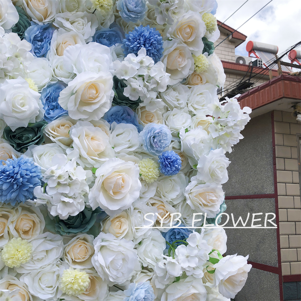 #083 Customized 3D/5D Cloth Back Roll up Articifial Flower Wall Backdrop For Wedding Event Party Decoration