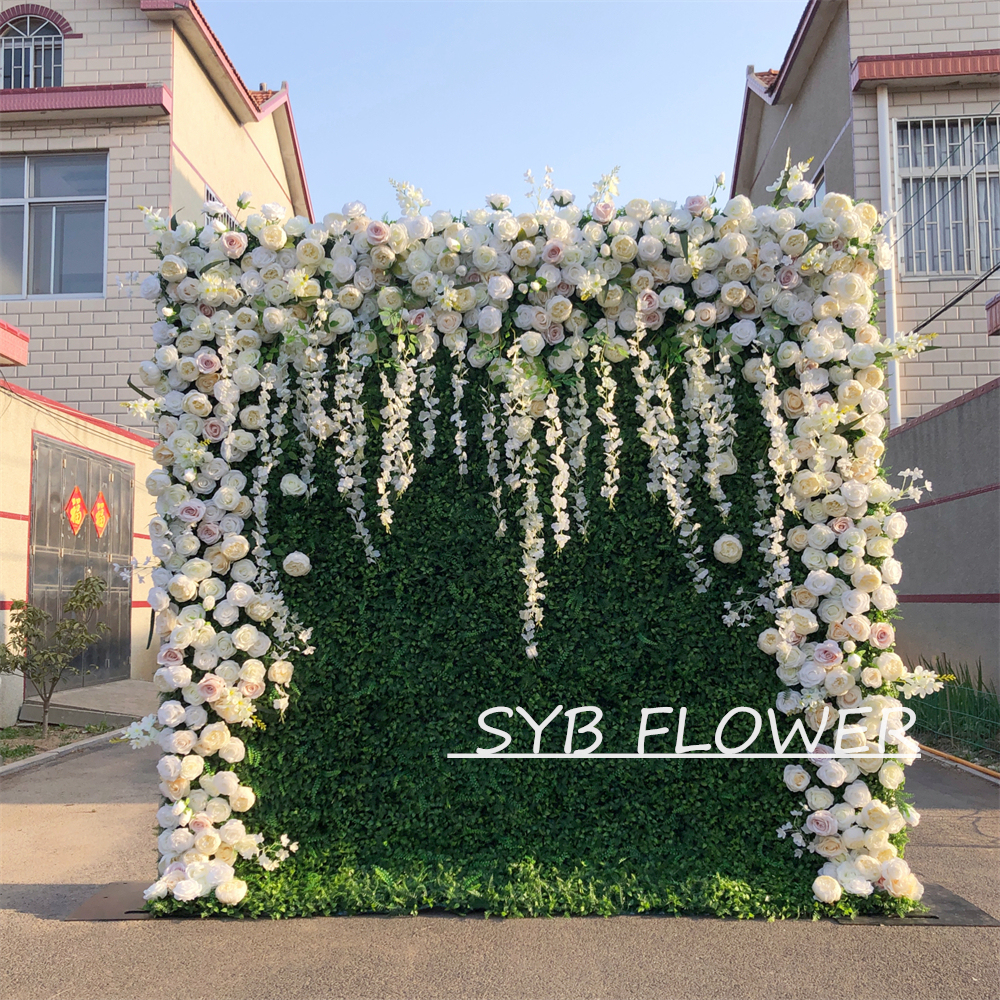 #273 Customized 3D/5D Cloth Back Roll up Articifial Flower Wall Backdrop For Wedding Event Party Decoration