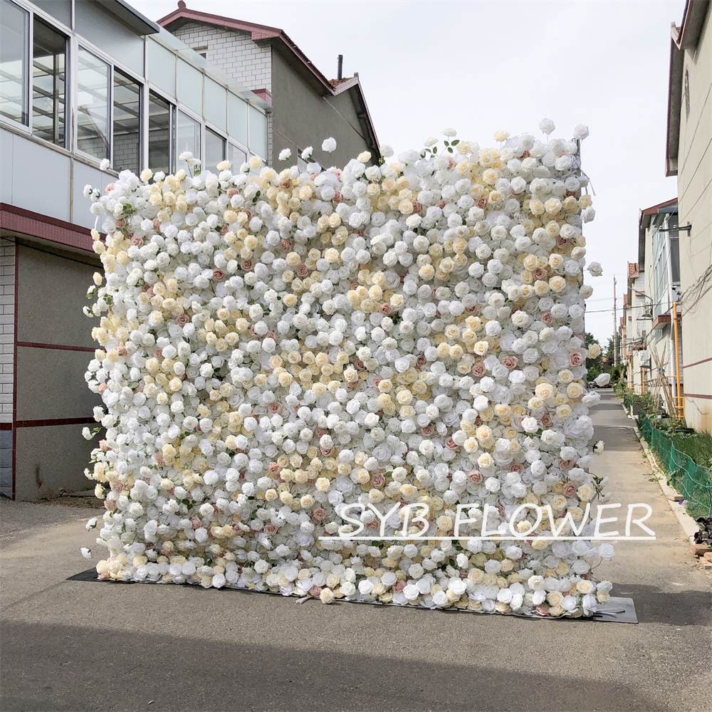 #298-6D Customized 3D/5D Cloth Back Roll up Articifial Flower Wall Backdrop For Wedding Event Party Decoration