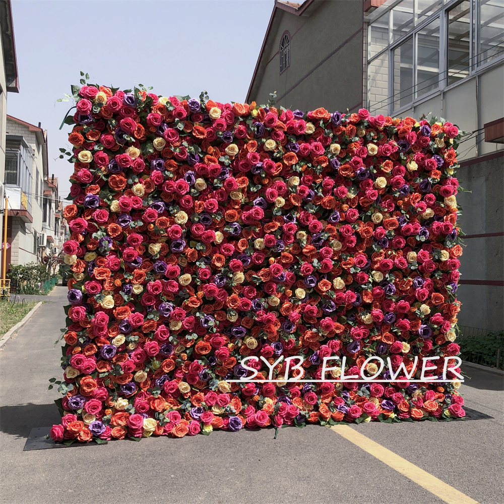 #276 Customized 3D/5D Cloth Back Roll up Articifial Flower Wall Backdrop For Wedding Event Party Decoration