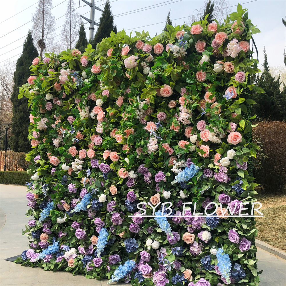 #272 Customized 3D/5D Cloth Back Roll up Articifial Flower Wall Backdrop For Wedding Event Party Decoration