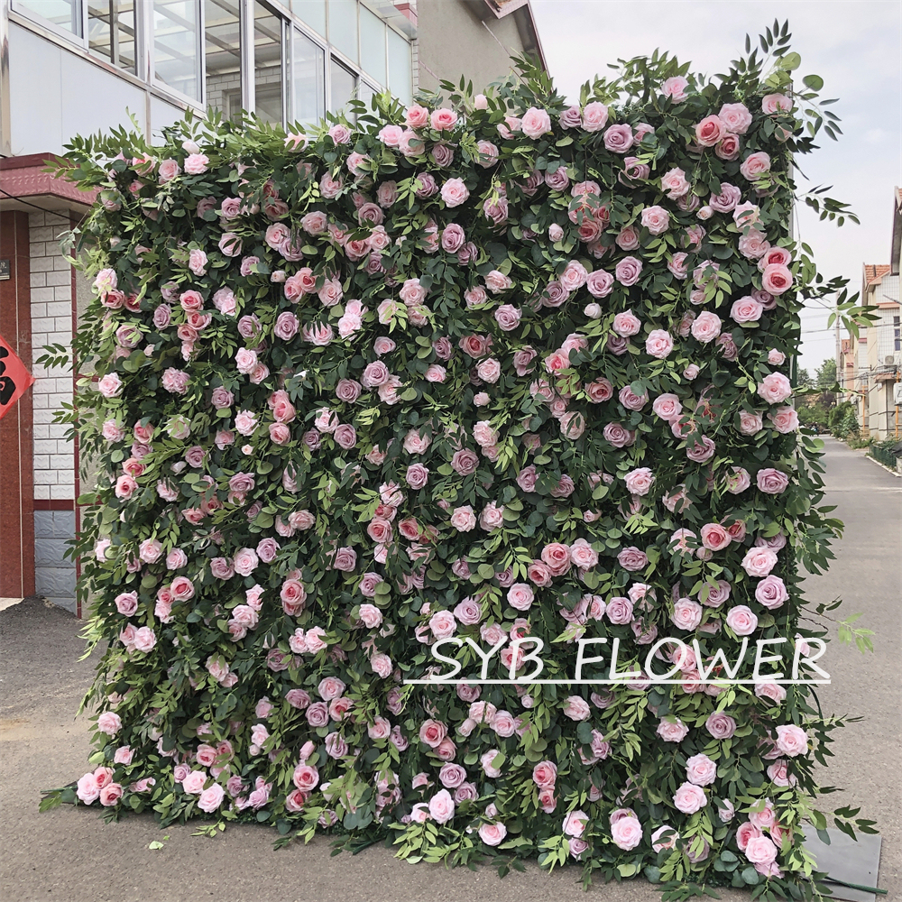 #300 Customized 3D/5D Cloth Back Roll up Articifial Flower Wall Backdrop For Wedding Event Party Decoration