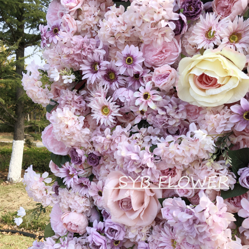 #028 Customized 3D/5D Cloth Back Roll up Articifial Flower Wall Backdrop For Wedding Event Party Decoration