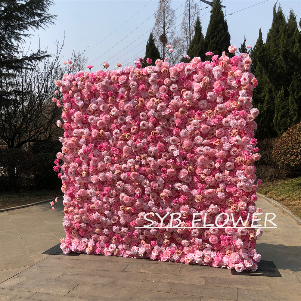 #237 Customized 3D/5D Cloth Back Roll up Articifial Flower Wall Backdrop For Wedding Event Party Decoration