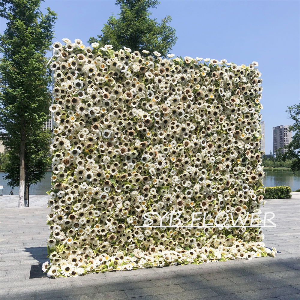 #302 Customized 3D/5D Cloth Back Roll up Articifial Flower Wall Backdrop For Wedding Event Party Decoration