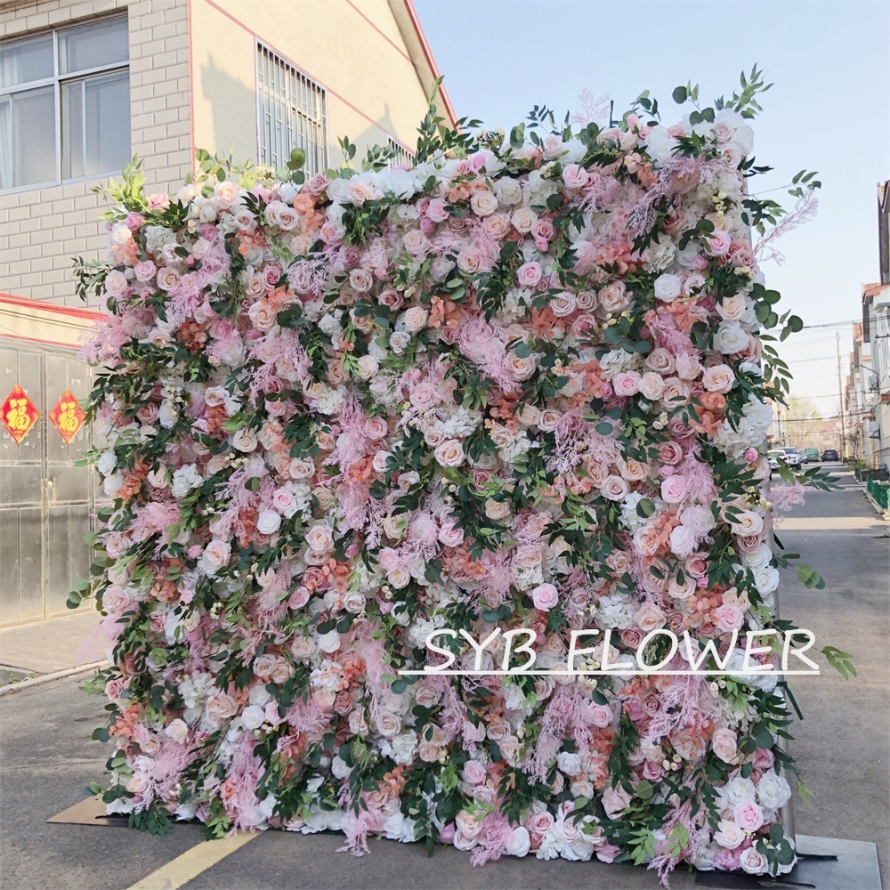 #280 Customized 3D/5D Cloth Back Roll up Articifial Flower Wall Backdrop For Wedding Event Party Decoration