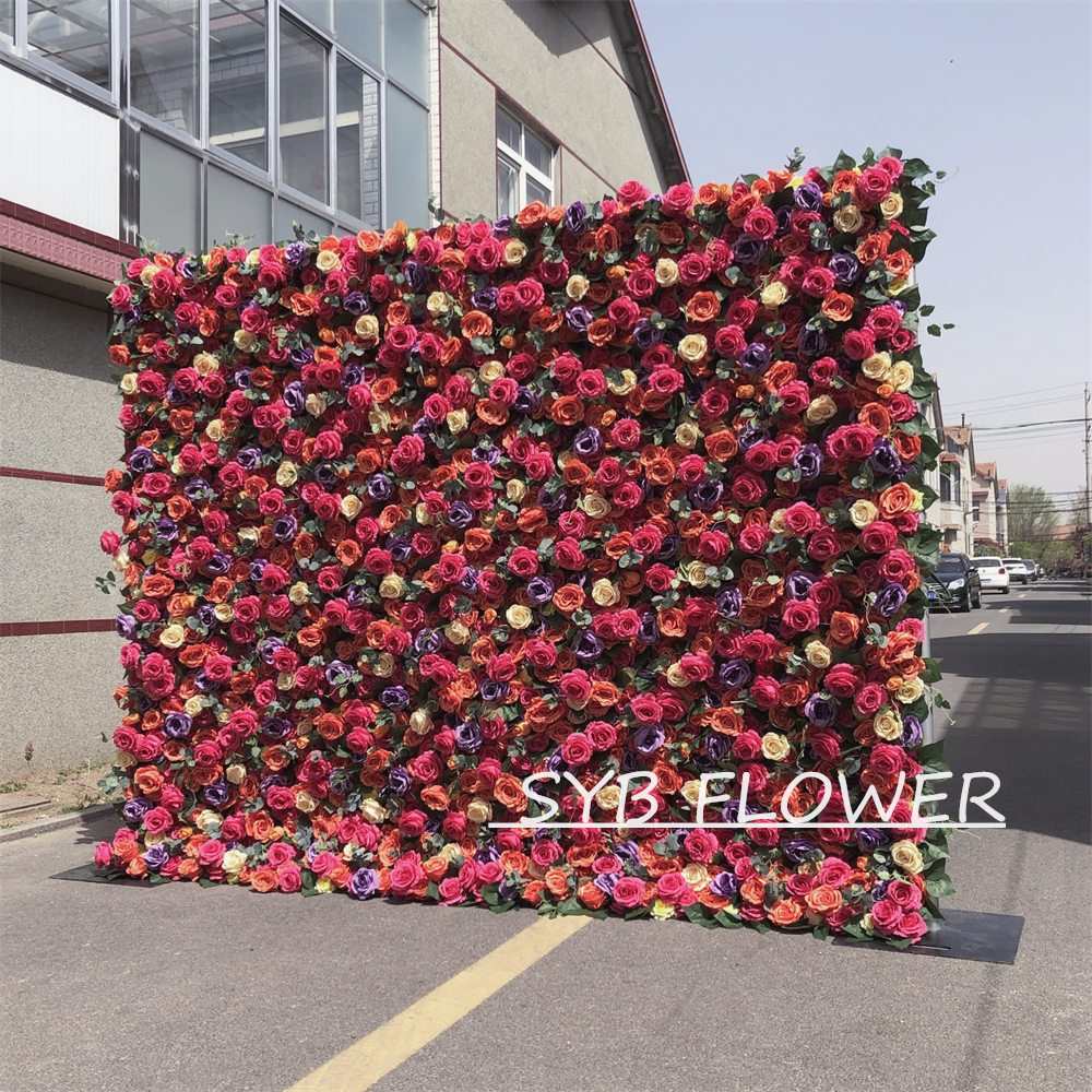 #276 Customized 3D/5D Cloth Back Roll up Articifial Flower Wall Backdrop For Wedding Event Party Decoration