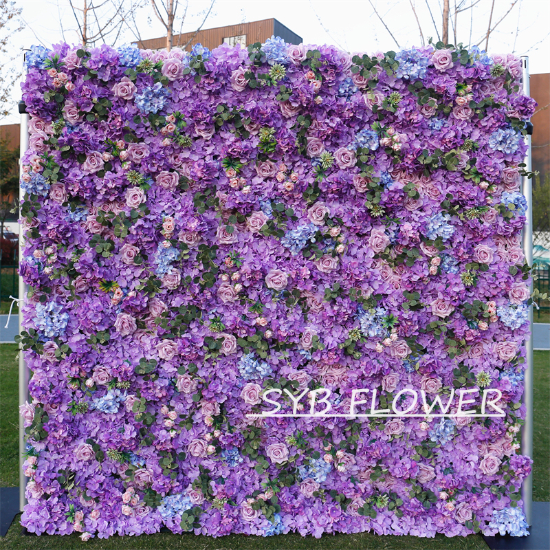 #BD048 Customized 3D/5D Cloth Back Roll up Articifial Flower Wall Backdrop For Wedding Event Party Decoration