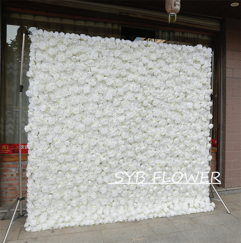 #BD053 Customized 3D/5D Cloth Back Roll up Articifial Flower Wall Backdrop For Wedding Event Party Decoration