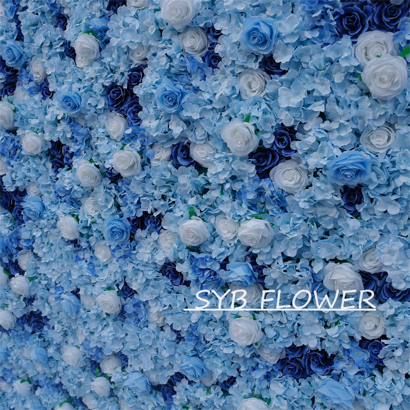 #BD054 Customized 3D/5D Cloth Back Roll up Articifial Flower Wall Backdrop For Wedding Event Party Decoration