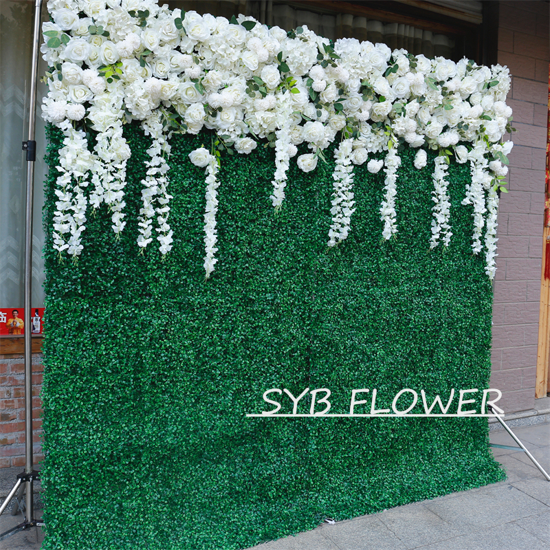 #BD051 Customized 3D/5D Cloth Back Roll up Articifial Flower Wall Backdrop For Wedding Event Party Decoration