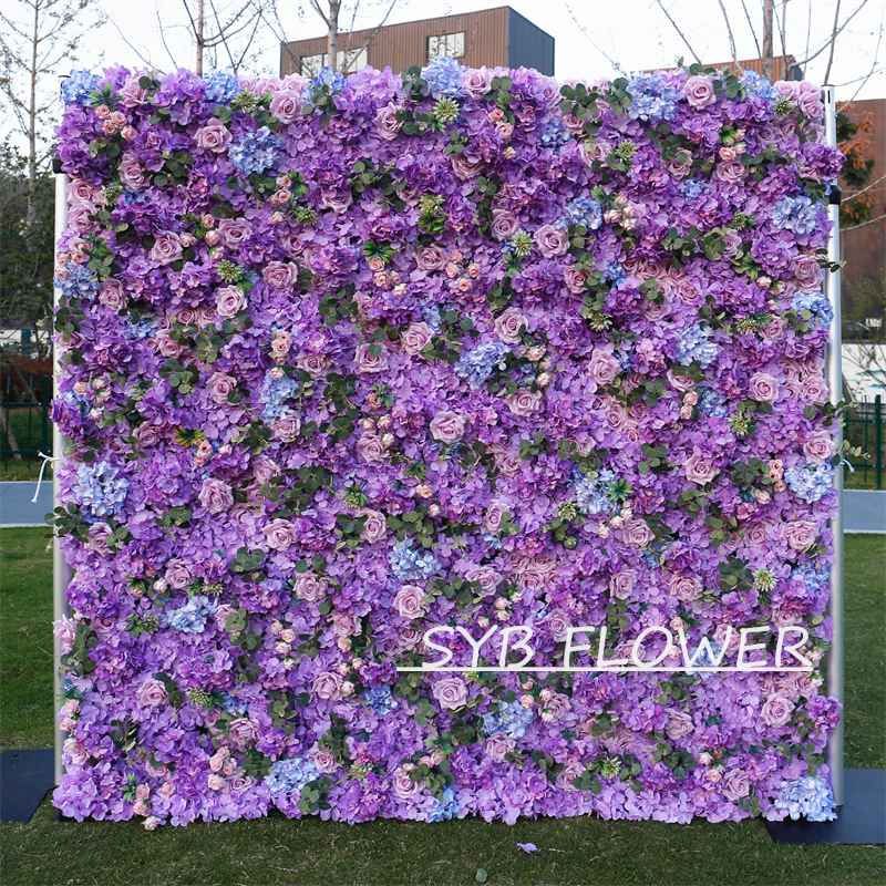 #BD048 Customized 3D/5D Cloth Back Roll up Articifial Flower Wall Backdrop For Wedding Event Party Decoration