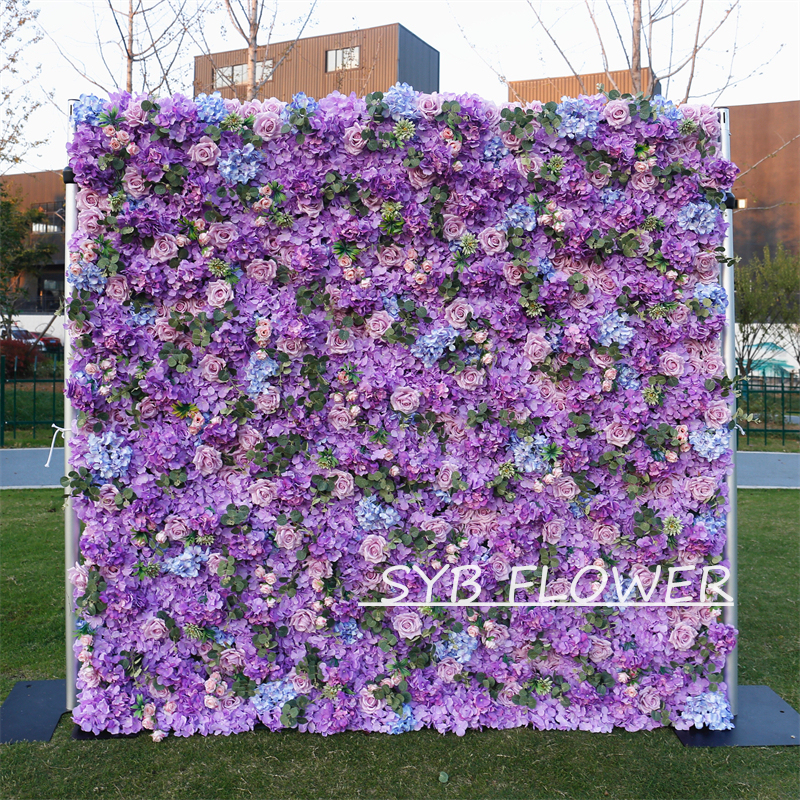 #BD048 Customized 3D/5D Cloth Back Roll up Articifial Flower Wall Backdrop For Wedding Event Party Decoration
