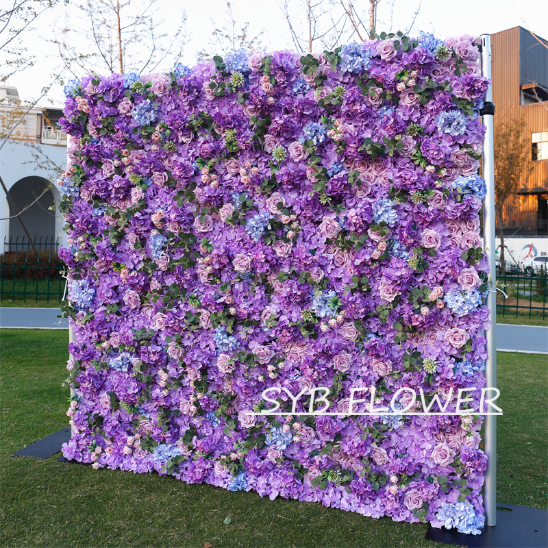 #BD048 Customized 3D/5D Cloth Back Roll up Articifial Flower Wall Backdrop For Wedding Event Party Decoration