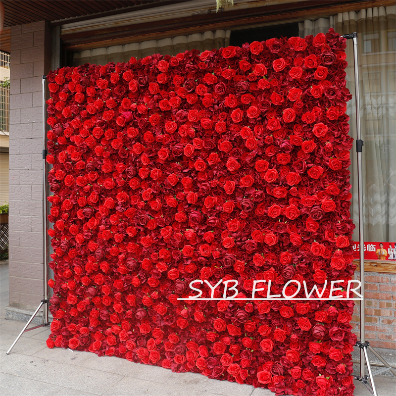 #BD050 Customized 3D/5D Cloth Back Roll up Articifial Flower Wall Backdrop For Wedding Event Party Decoration