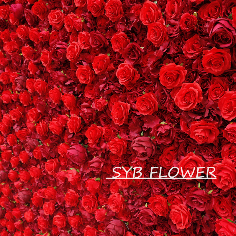 #BD050 Customized 3D/5D Cloth Back Roll up Articifial Flower Wall Backdrop For Wedding Event Party Decoration