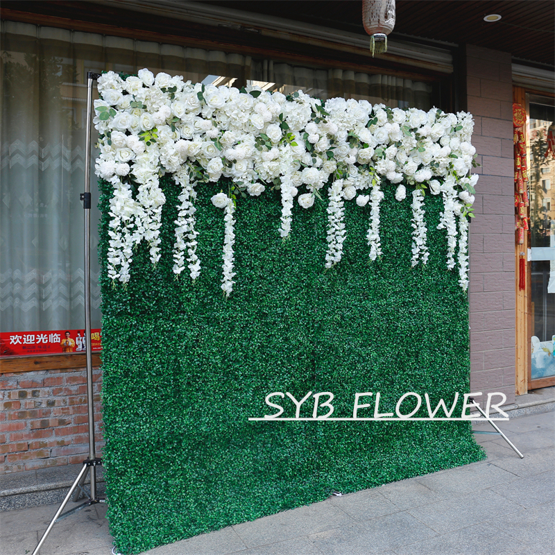 #BD051 Customized 3D/5D Cloth Back Roll up Articifial Flower Wall Backdrop For Wedding Event Party Decoration