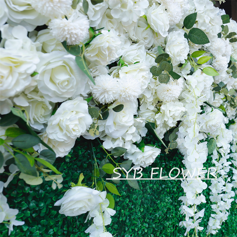 #BD051 Customized 3D/5D Cloth Back Roll up Articifial Flower Wall Backdrop For Wedding Event Party Decoration