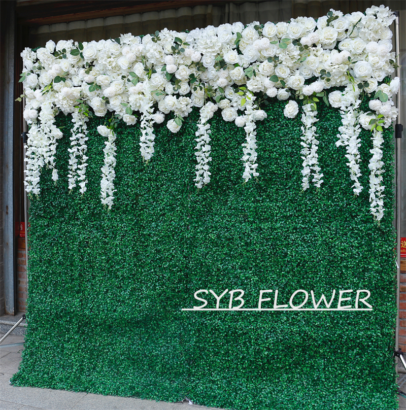 #BD051 Customized 3D/5D Cloth Back Roll up Articifial Flower Wall Backdrop For Wedding Event Party Decoration