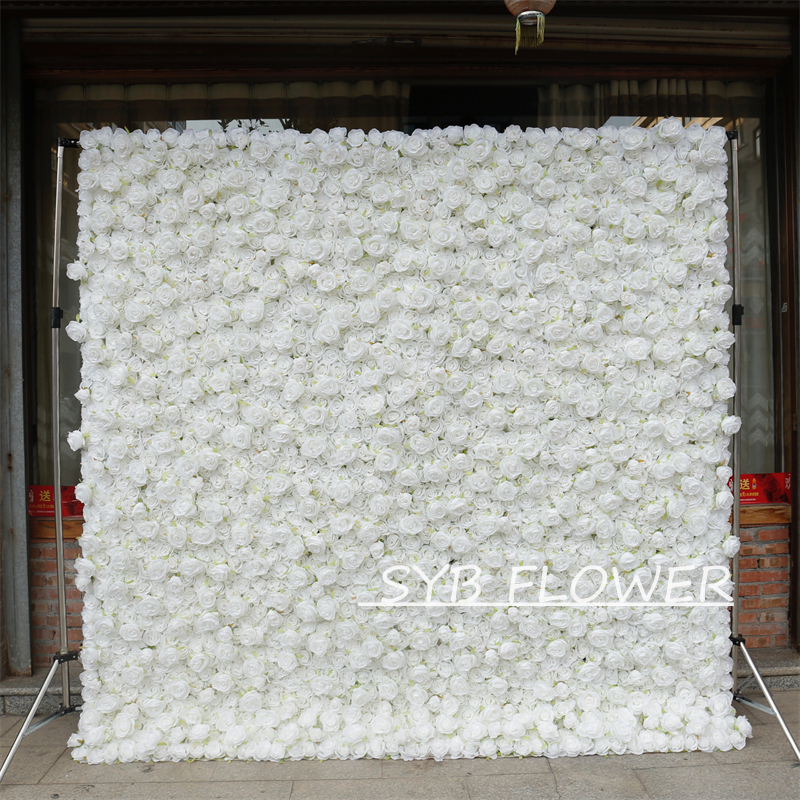 #BD053 Customized 3D/5D Cloth Back Roll up Articifial Flower Wall Backdrop For Wedding Event Party Decoration