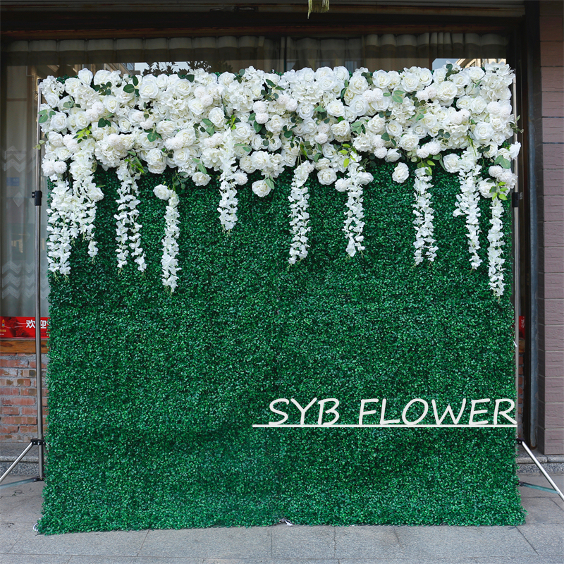 #BD051 Customized 3D/5D Cloth Back Roll up Articifial Flower Wall Backdrop For Wedding Event Party Decoration