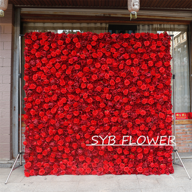 #BD050 Customized 3D/5D Cloth Back Roll up Articifial Flower Wall Backdrop For Wedding Event Party Decoration