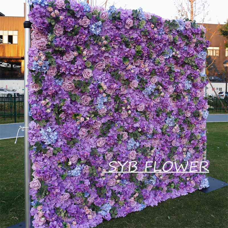 #BD048 Customized 3D/5D Cloth Back Roll up Articifial Flower Wall Backdrop For Wedding Event Party Decoration