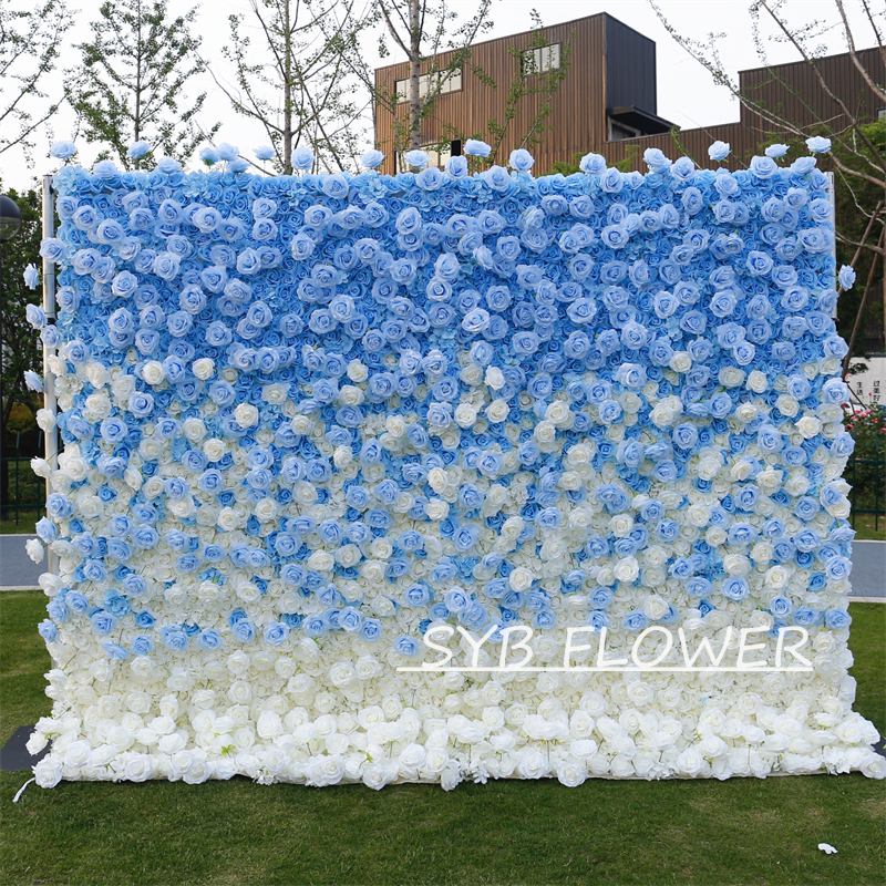 #BDJ105 Customized 3D/5D Cloth Back Roll up Articifial Flower Wall Backdrop For Wedding Event Party Decoration