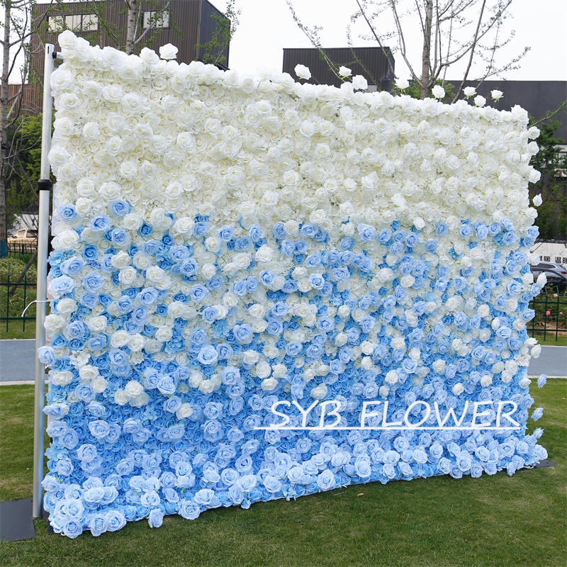#BDJ105 Customized 3D/5D Cloth Back Roll up Articifial Flower Wall Backdrop For Wedding Event Party Decoration
