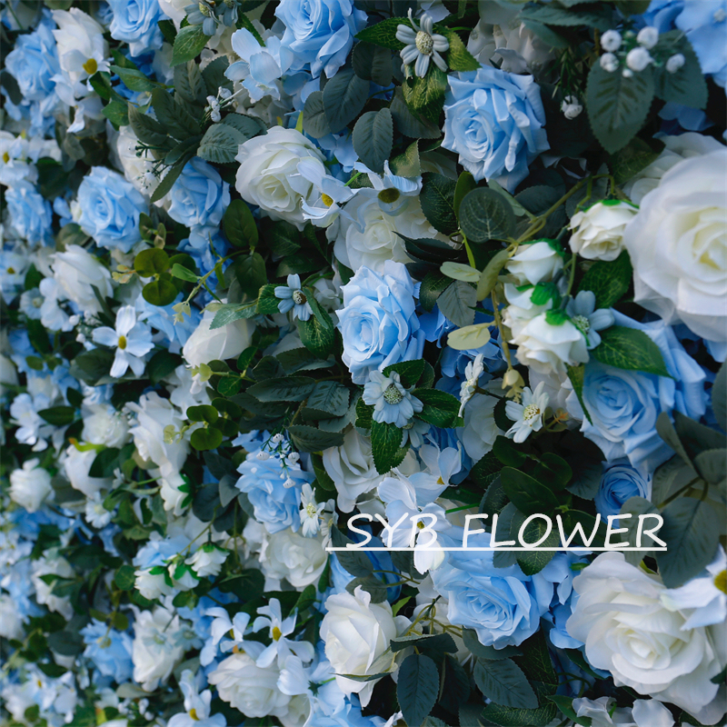 #BD088 Customized 3D/5D Cloth Back Roll up Articifial Flower Wall Backdrop For Wedding Event Party Decoration