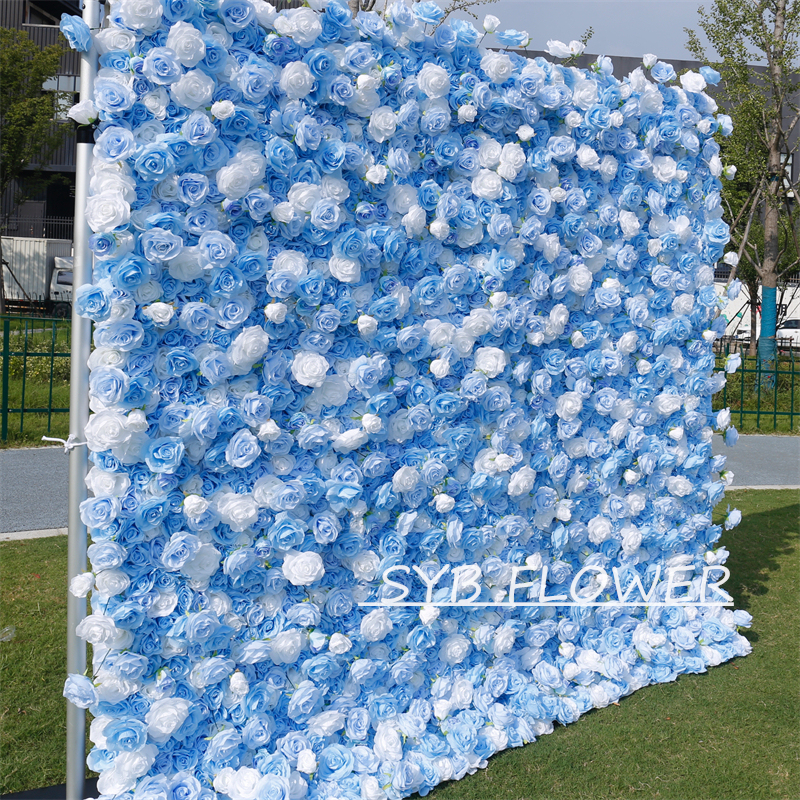 #BD123 Customized 3D/5D Cloth Back Roll up Articifial Flower Wall Backdrop For Wedding Event Party Decoration