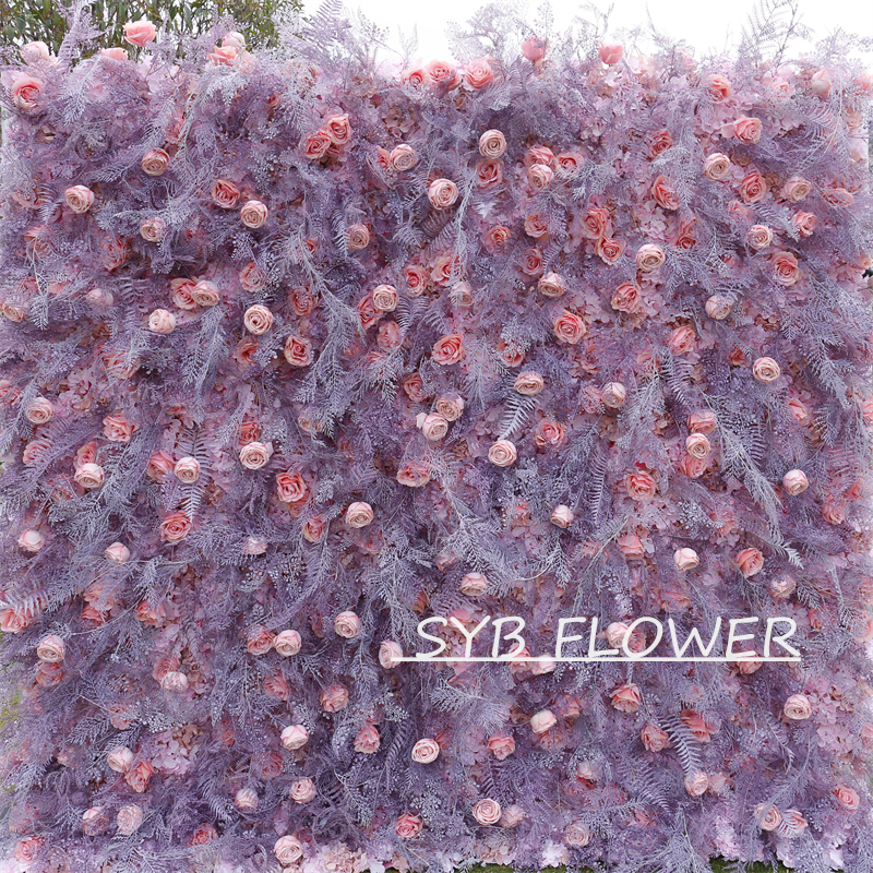 #HE-BD112 Customized 3D/5D Cloth Back Roll up Articifial Flower Wall Backdrop For Wedding Event Party Decoration