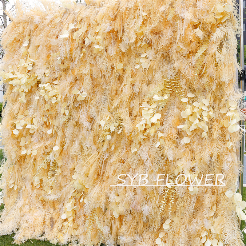 #HE-BD030 Customized 3D/5D Cloth Back Roll up Articifial Flower Wall Backdrop For Wedding Event Party Decoration