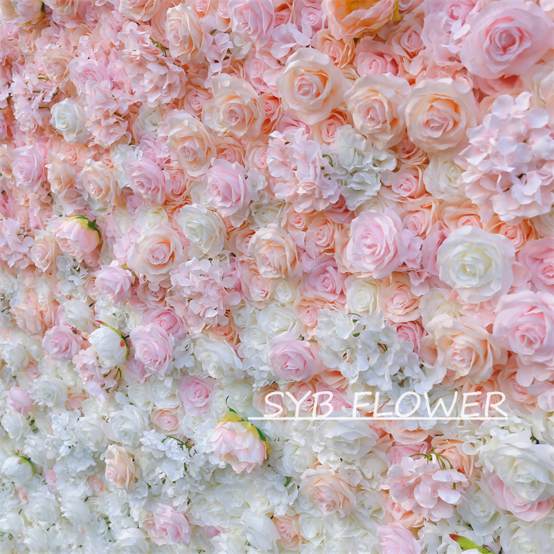 #BDJ101 Customized 3D/5D Cloth Back Roll up Articifial Flower Wall Backdrop For Wedding Event Party Decoration