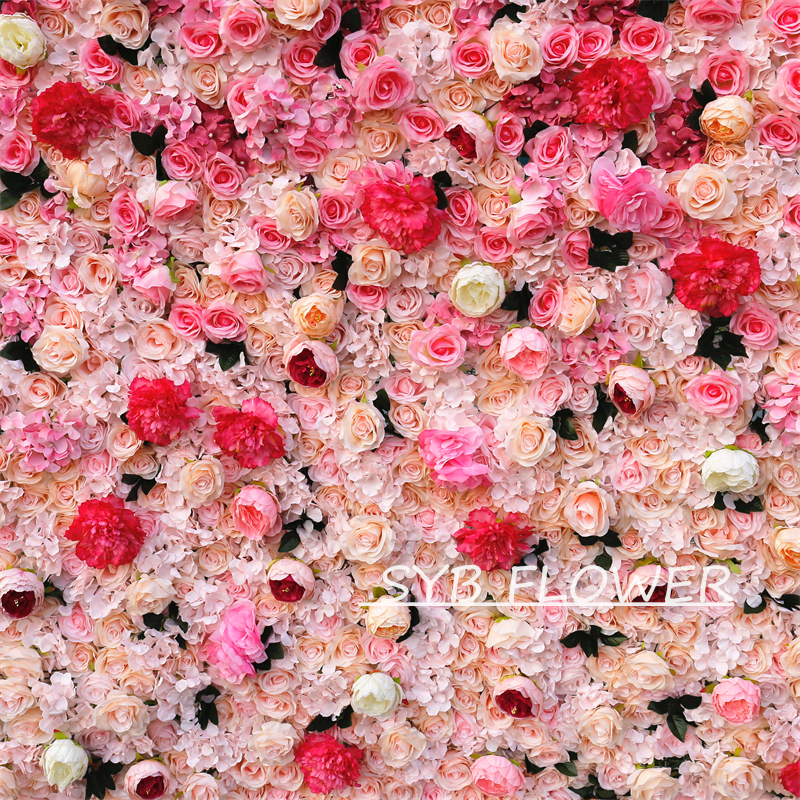 #BDJ006 Customized 3D/5D Cloth Back Roll up Articifial Flower Wall Backdrop For Wedding Event Party Decoration