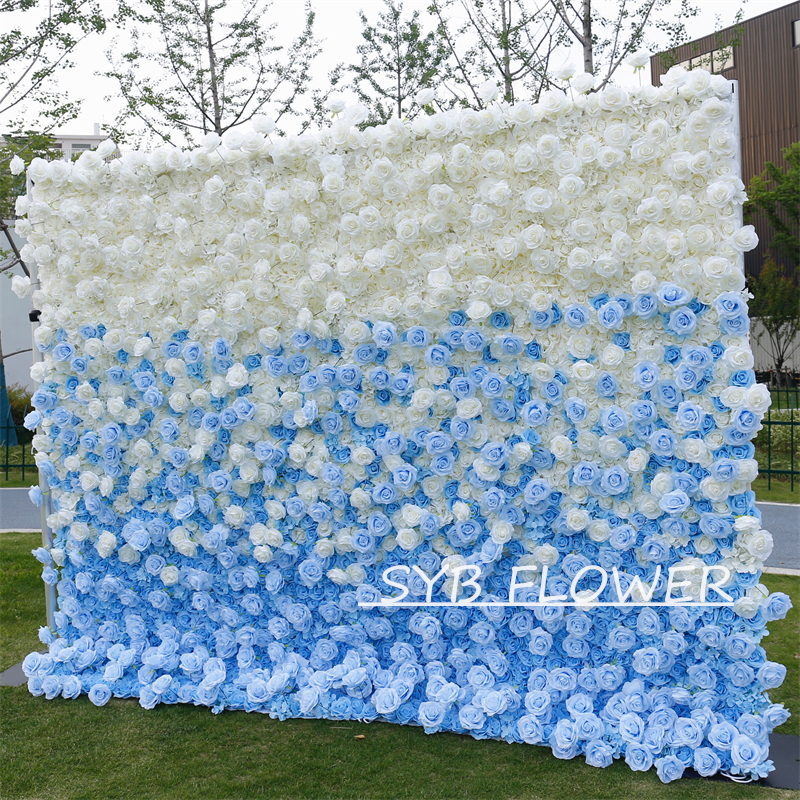 #BDJ105 Customized 3D/5D Cloth Back Roll up Articifial Flower Wall Backdrop For Wedding Event Party Decoration