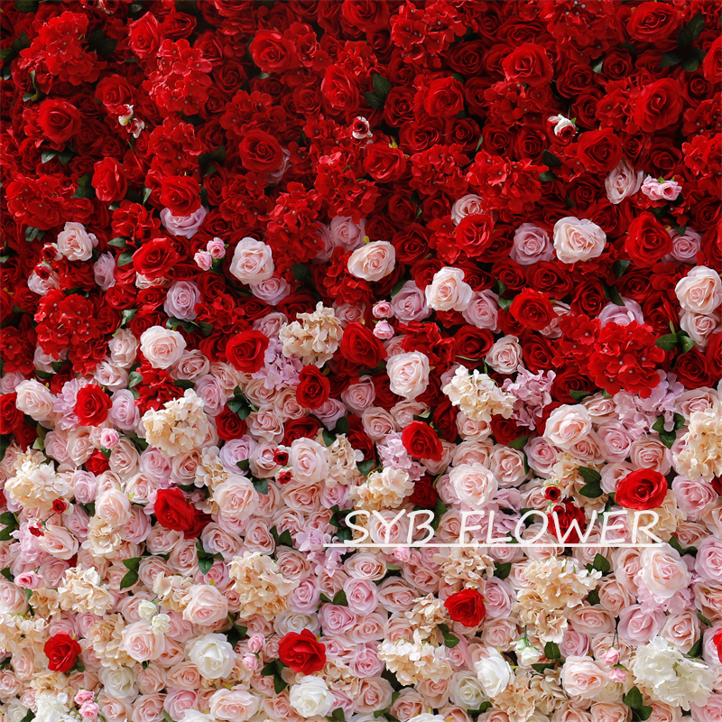 #BDJ001 Customized 3D/5D Cloth Back Roll up Articifial Flower Wall Backdrop For Wedding Event Party Decoration