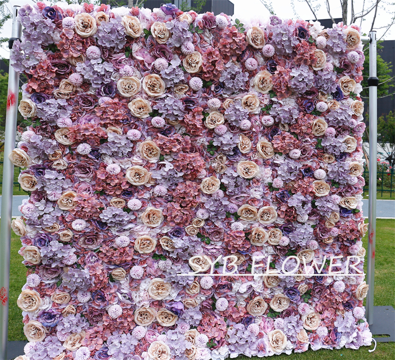 #BD108 Customized 3D/5D Cloth Back Roll up Articifial Flower Wall Backdrop For Wedding Event Party Decoration