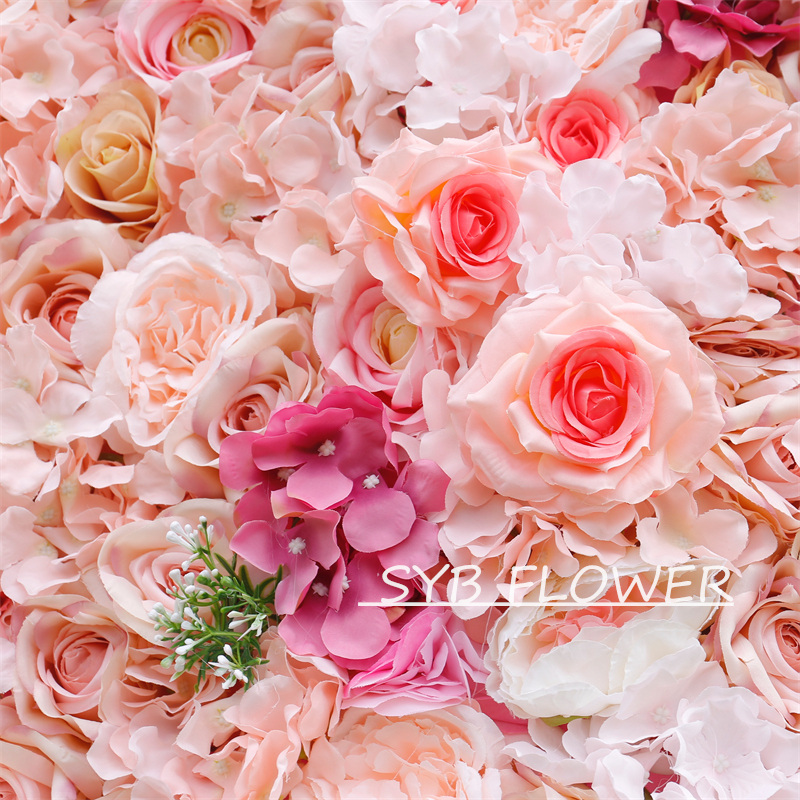 #BD118 Customized 3D/5D Cloth Back Roll up Articifial Flower Wall Backdrop For Wedding Event Party Decoration